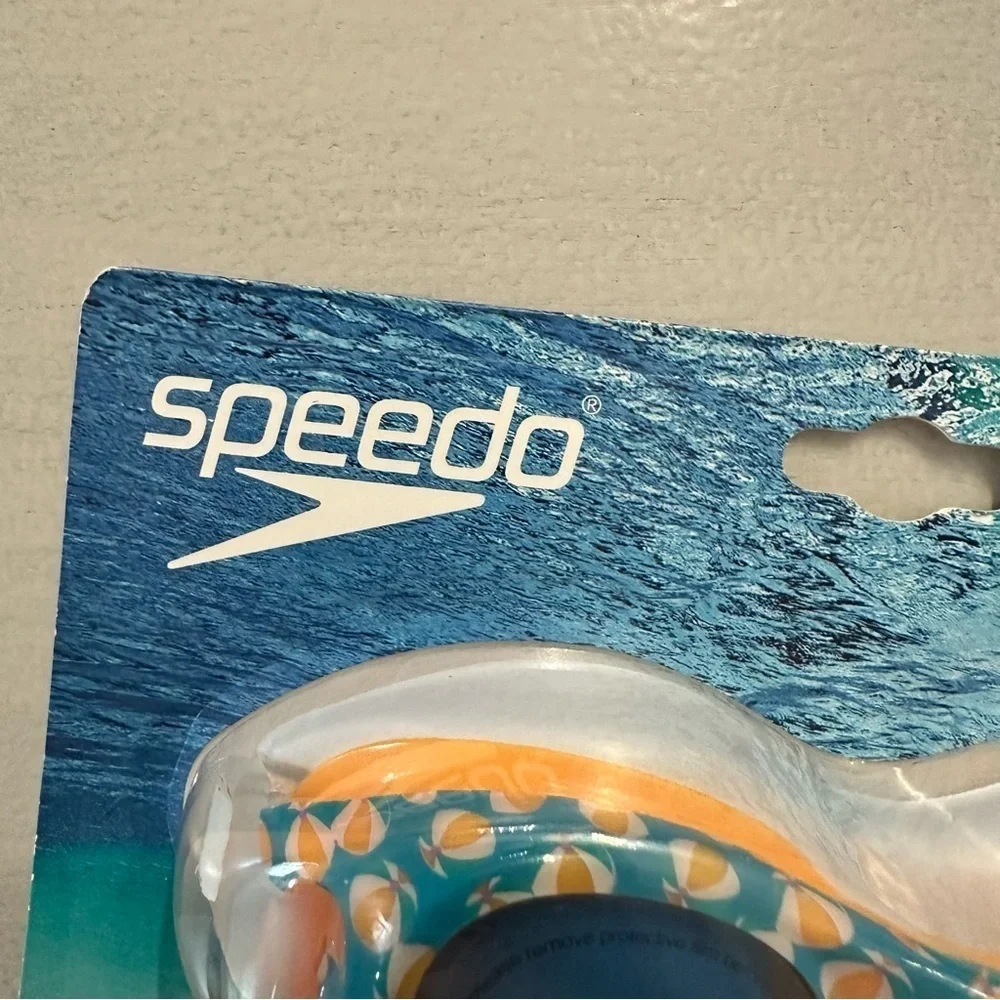 Speedo Kids Blue & Orange Glide Print Best Fitting Anti-Fog Goggle Kids 3-6 NWT